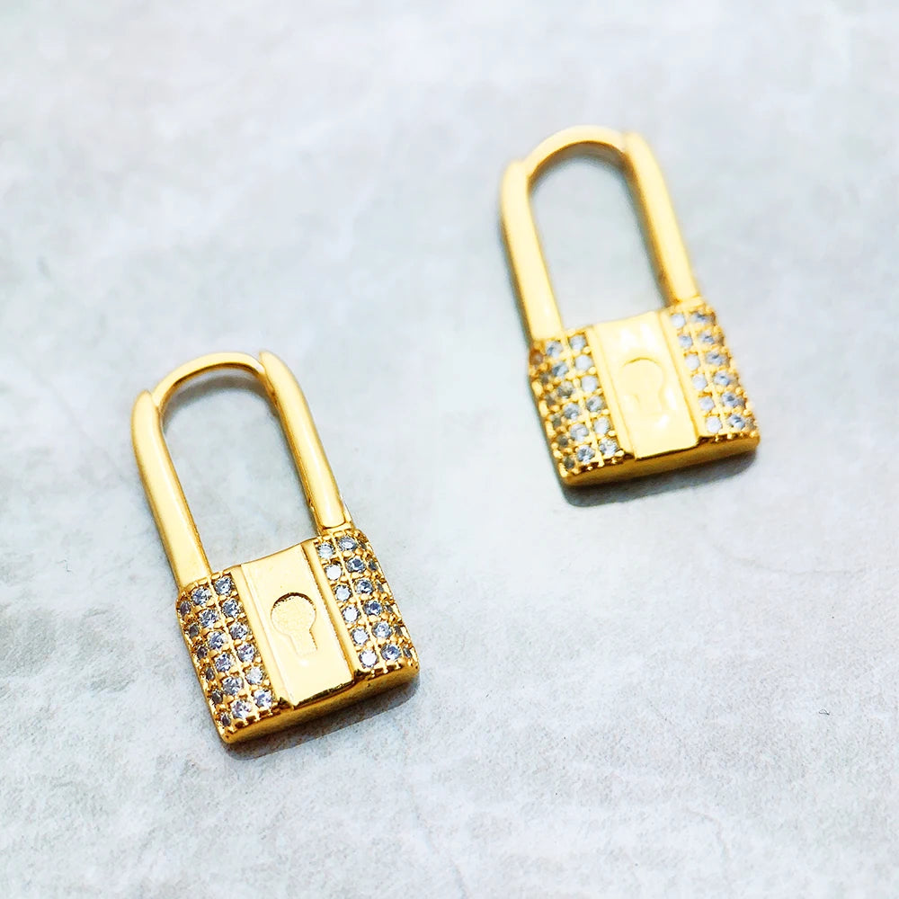 Hinged Hoop Love Lock Earring,Europe Style Glam Fashion Good Jewerly for Women Brand New Romantic Gift in 925 Sterling Silver