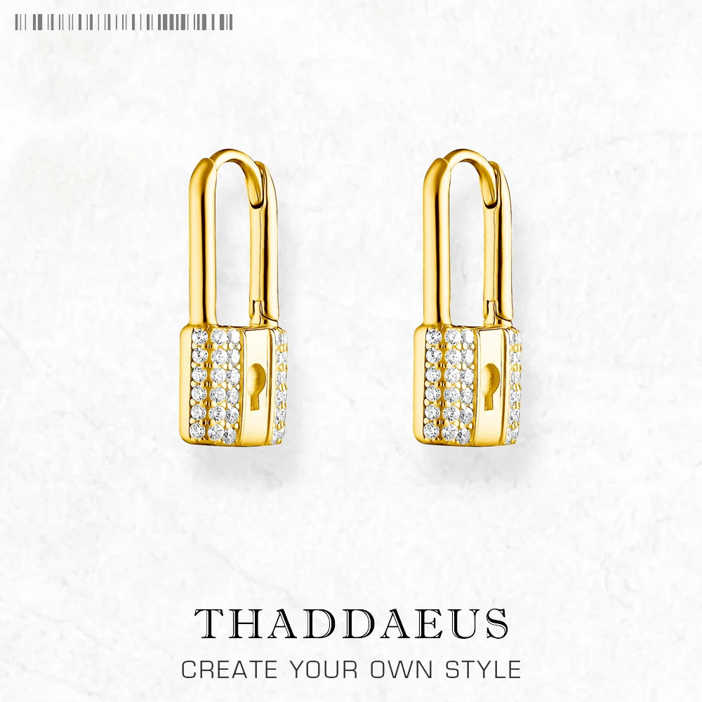 Hinged Hoop Love Lock Earring,Europe Style Glam Fashion Good Jewerly for Women Brand New Romantic Gift in 925 Sterling Silver